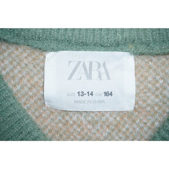 ZARA Kids Retro Floral Knit Sweater Vest Size 13-14 (164 cm) Green Orange Y2K - Picture 3 of 3